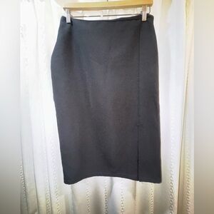 Cynthia Steffe Black Pencil Skirt Side Slit Back Zip Size M